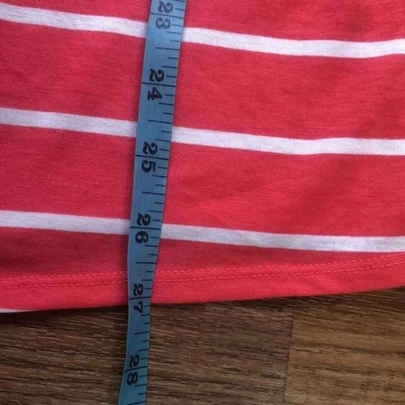 Striped Red Top Cold Shoulder Tunic Blouse Keyhole Womens Casual - Picture 9 of 10